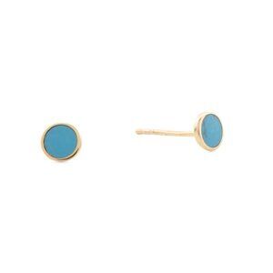 GOLDEN CLEF Turquoise Made In Italy 14kt Gold Turquoise Circle Earrings